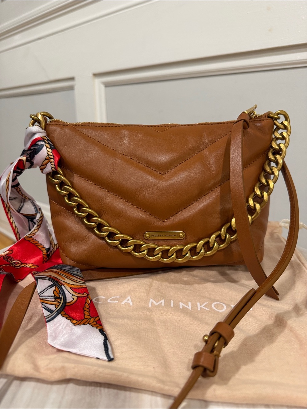 Rebecca Minkoff Bag Edie Tan Quilted Leather Convertible Crossbody Shoulder Bag - Picture 4 of 17
